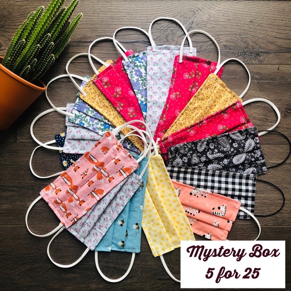 Accessories - 5 Mystery Handmade Cotton Face Masks 2 Ply
